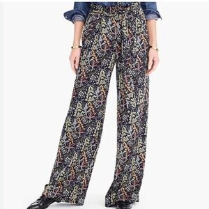 J. Crew Point Sure Jungle Print Crepe Wide Leg Pant size 6